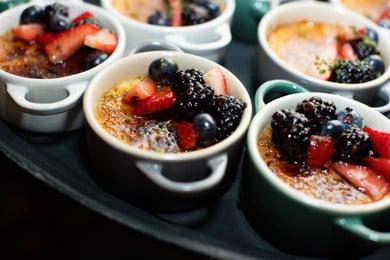 2023 Vertech Christmas Party dessert creme brulee with berries